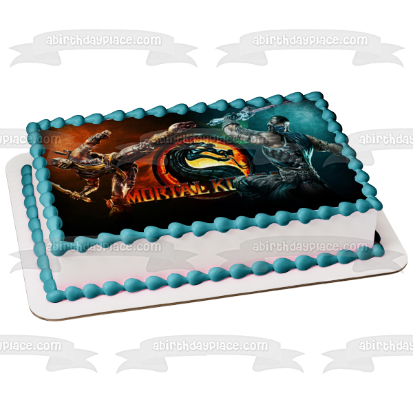 Imagen comestible para decoración de tarta de Mortal Kombat Sub-Zero y Scorpion ABPID04300 