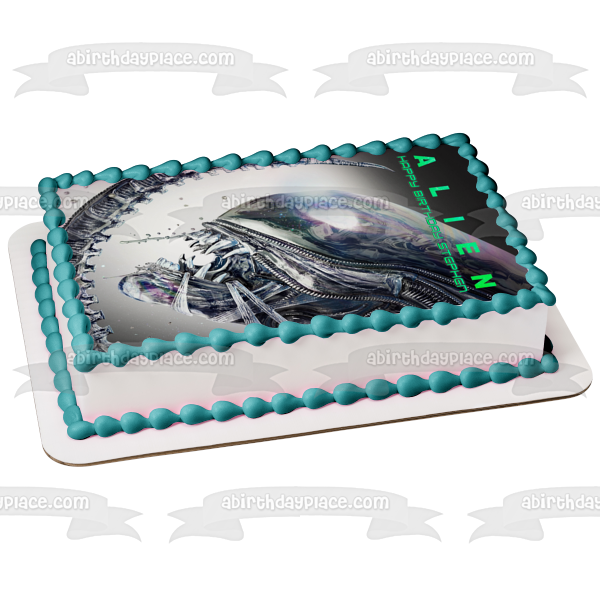 Póster de película alienígena, lema personalizable, decoración comestible para tarta, imagen ABPID52358 