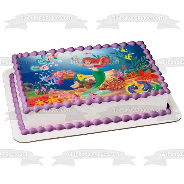 The Little Mermaid Ariel Flounder Edible Cake Topper Image ABPID01138