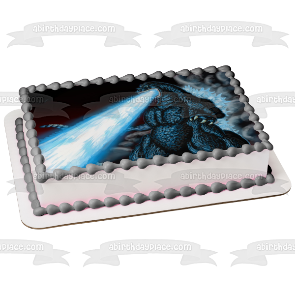 Godzilla Rey de los Monstruos Respirando Fuego Azul Imagen comestible para decoración de tarta ABPID07291 