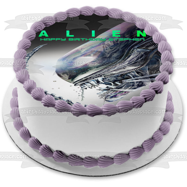 Póster de película alienígena, lema personalizable, decoración comestible para tarta, imagen ABPID52358 