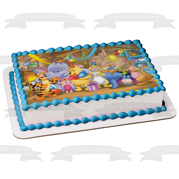 Disney Winnie the Pooh Eeyore Piglet Tigger Kanga Roo Rabbit Heffalump fiesta de cumpleaños comestible torta imagen ABPID27533 