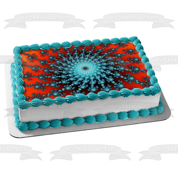 Adorno comestible para tarta con patrón en espiral, azul y naranja, imagen ABPID52526 