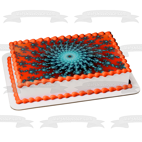 Adorno comestible para tarta con patrón en espiral, azul y naranja, imagen ABPID52526 