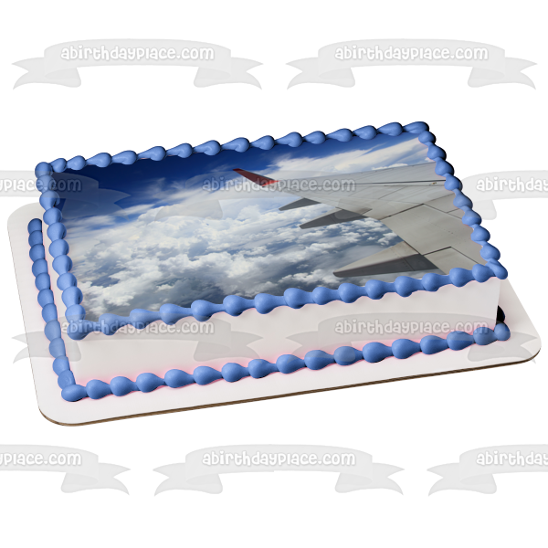 Airplane Window View Airplane Wing Clouds Edible Cake Topper Image ABPID52527