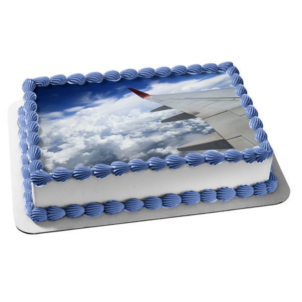 Airplane Window View Airplane Wing Clouds Edible Cake Topper Image ABPID52527