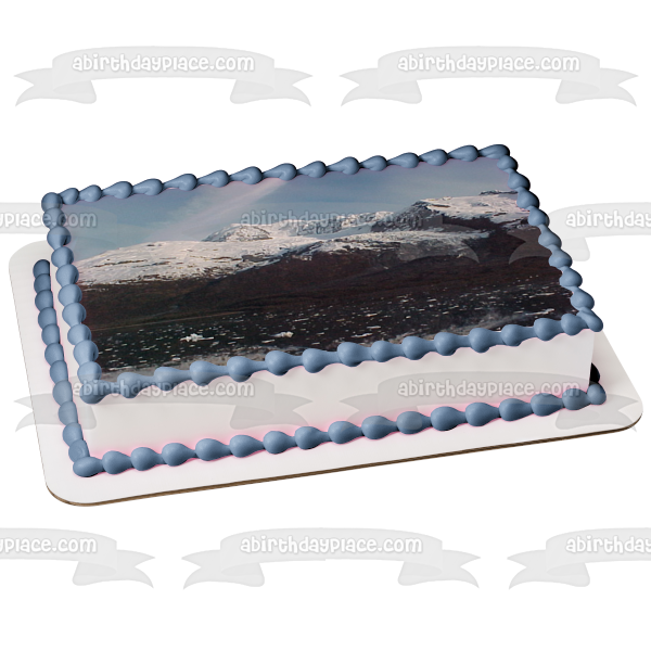 Decoración comestible para tarta con paisaje de montañas nevadas, imagen ABPID52530 