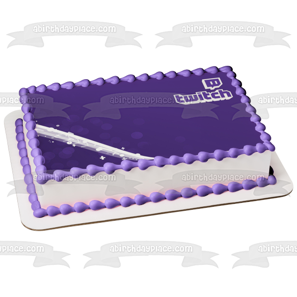 Logotipo de Twitch Servicio de transmisión de vídeo morado y blanco Imagen comestible para decoración de tartas ABPID52538 