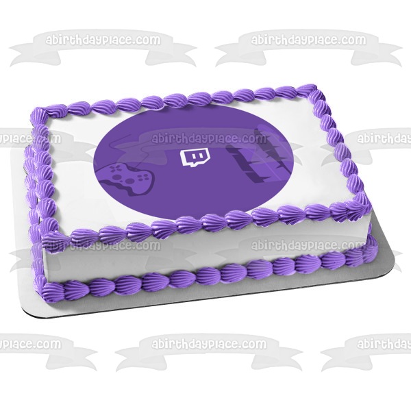 Imagen de decoración comestible para tarta con el logotipo de Twitch, servicio de transmisión de vídeo, ABPID52539 