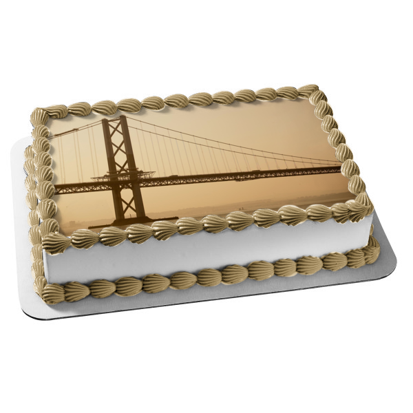 Ponte 25 De Abril Bridge Lisbon Portugal Edible Cake Topper Image ABPID52544