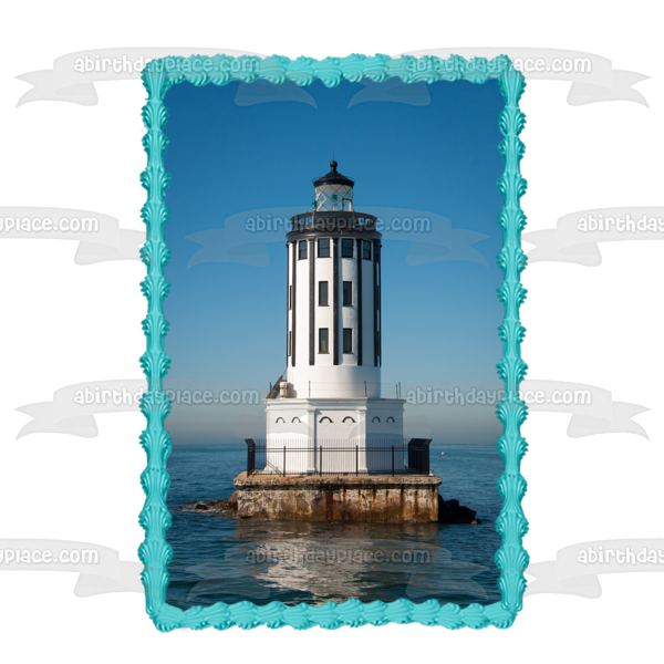 Adorno comestible para tarta con faro de Angels Gate, San Pedro, California, imagen ABPID52556 