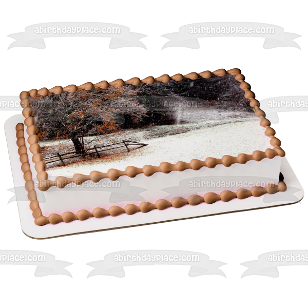 Imagen comestible para decoración de tarta con paisaje de árboles nevados ABPID52561 