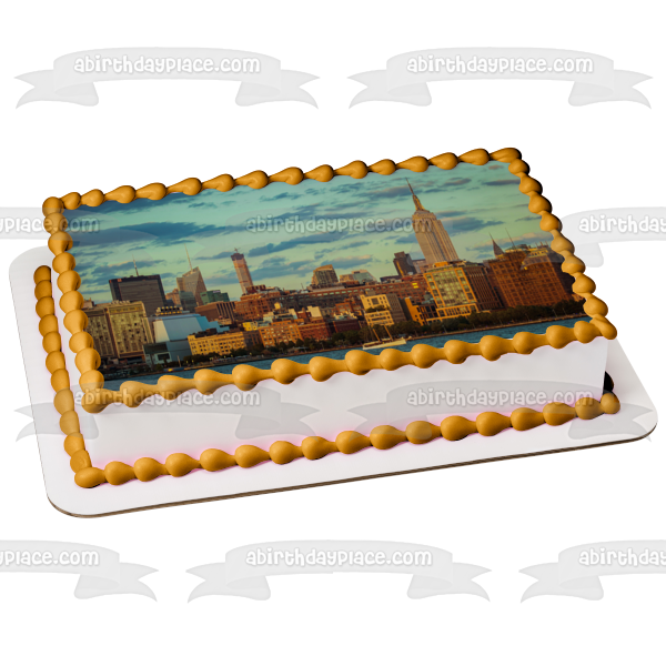 Imagen de decoración comestible para tarta con paisaje de edificios de la ciudad ABPID52577 