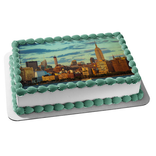 Imagen de decoración comestible para tarta con paisaje de edificios de la ciudad ABPID52577 