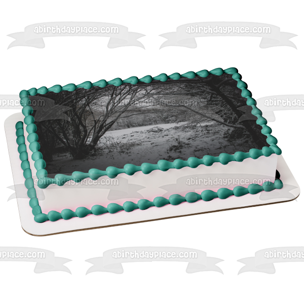 Imagen comestible para decoración de tarta con árboles nevados ABPID52578 