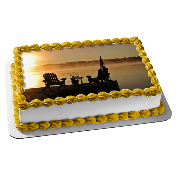 Chairs on a Dock at Sunset Edible Cake Topper Image ABPID52591