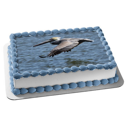 Brown Pelican Edible Cake Topper Image ABPID52608