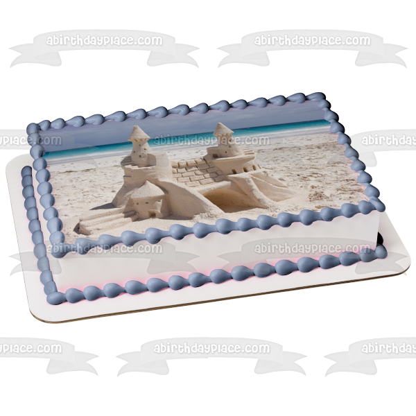 Imagen comestible para tarta con castillo de arena de playa ABPID52611 