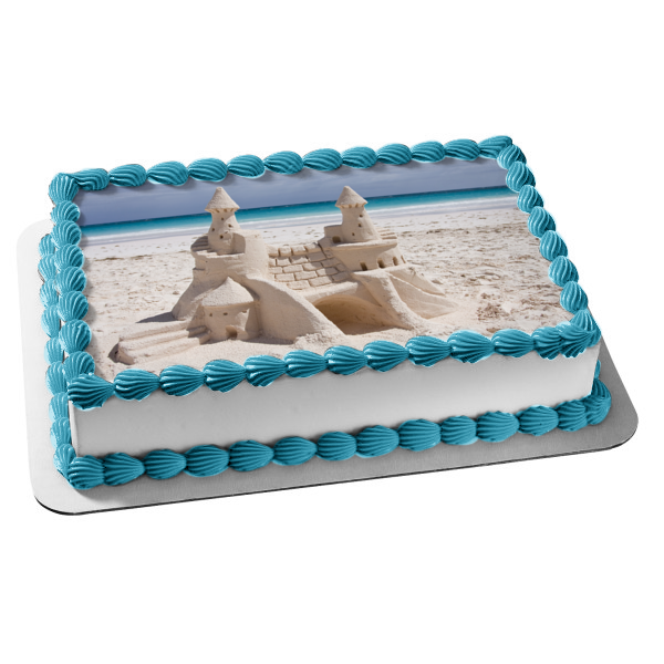 Imagen comestible para tarta con castillo de arena de playa ABPID52611 