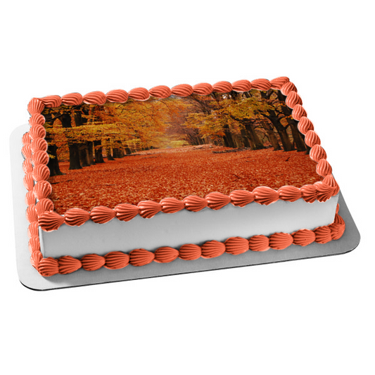 Fall Leaves and Trees Edible Cake Topper Image ABPID52614