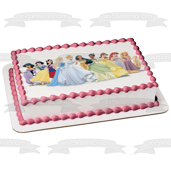 Decoración comestible para tarta con diseño de jazmín, Blancanieves, Mulan, Aurora, Cenicienta y Tiana, imagen ABPID06849 