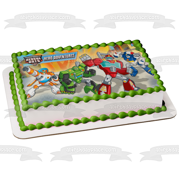 Transformers Rescue Bots Hero Adventures Heatwave Boulder Blades Optimus Prime Imagen comestible para tarta ABPID15002 