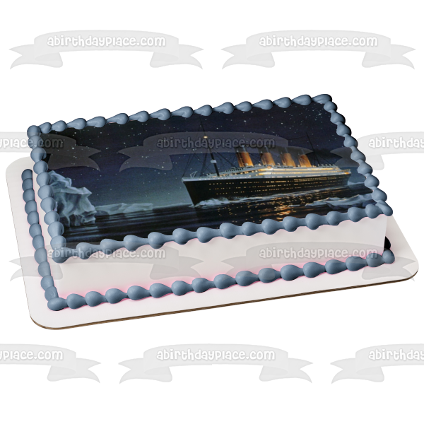 The Titanic Ship Icebergs Fondo de cielo estrellado Imagen comestible para decoración de tarta ABPID27352 