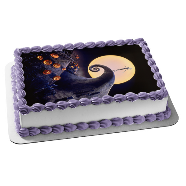 Disney Nightmare Before Christmas Moon Pumpkins Jack Skellington Edible Cake Topper Image ABPID03695