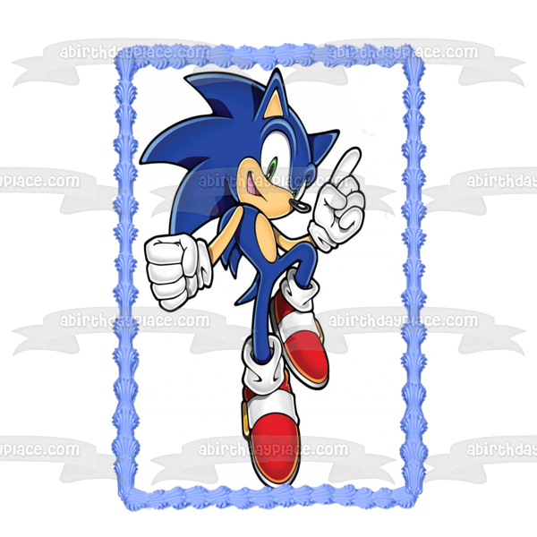 Sonic the Hedgehog con fondo blanco Imagen comestible para decoración de tarta ABPID06459 