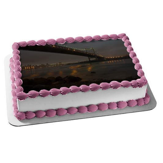 Imagen de decoración comestible para tarta con puente y edificios de la ciudad ABPID52570 