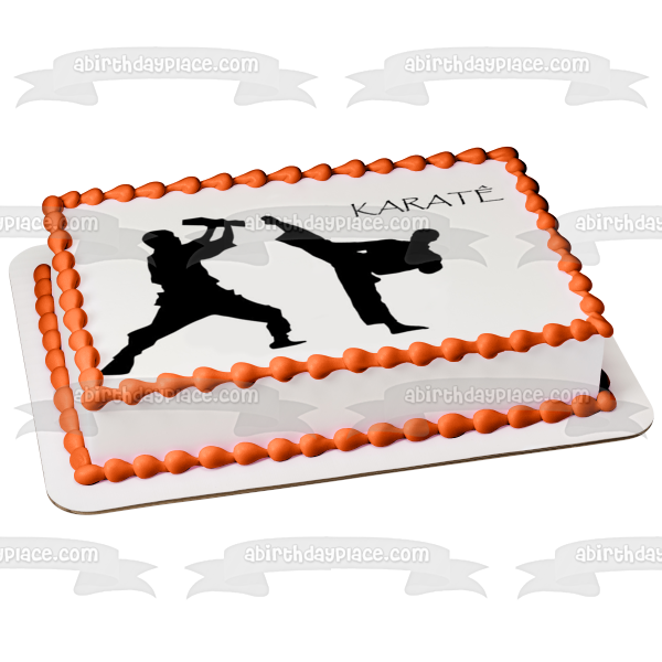 Karate Silhouettes Edible Cake Topper Image ABPID10840