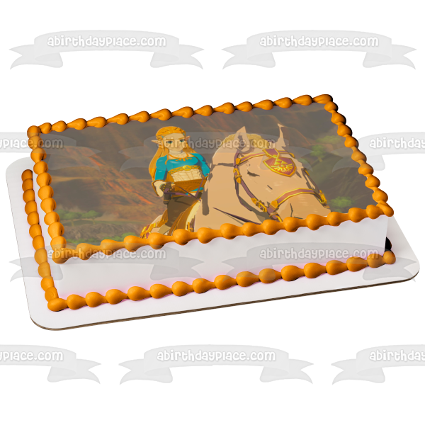 Decoración comestible para tarta con la leyenda de Zelda Breath of the Wild Zelda Horse Storm, imagen ABPID22360 