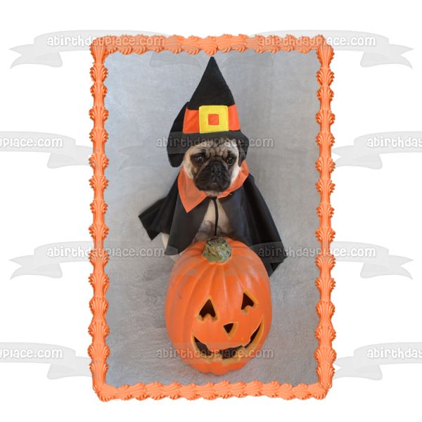 Imagen de decoración comestible para tarta de Pug de Halloween de Trick R Treat ABPID52624 