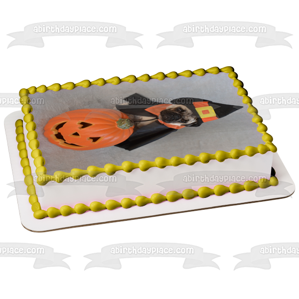 Imagen de decoración comestible para tarta de Pug de Halloween de Trick R Treat ABPID52624 