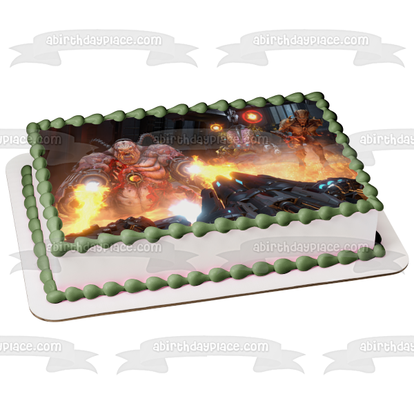 Doom Eternal Monster SciFi Gaming Shooter FPS Edible Cake Topper Image ABPID52646