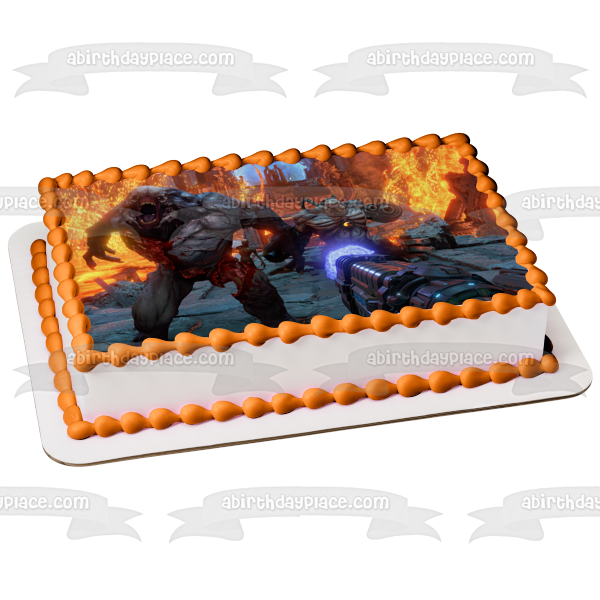 Doom Eternal SciFi Shooter FPS Gaming Monsters Edible Cake Topper Image ABPID52647