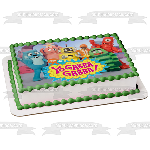 Yo Gabba Gabba Muno Foofa Brobee Toodee y Plex saludando como decoración comestible para tarta imagen ABPID00855 