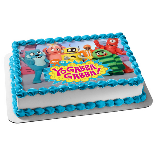 Yo Gabba Gabba Muno Foofa Brobee Toodee y Plex saludando como decoración comestible para tarta imagen ABPID00855 