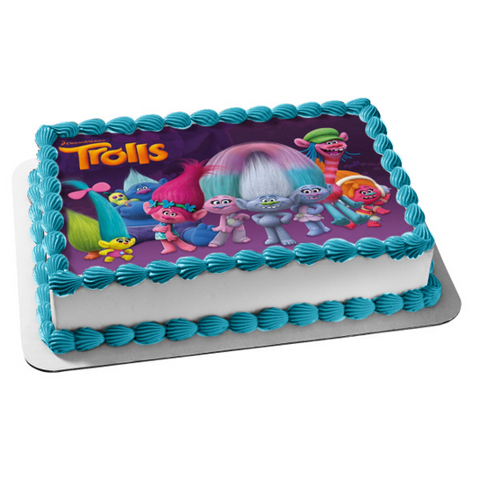 Trolls Party Princess Poppy Branch Creek Cooper Guy Diamond Edible Cake Topper Image ABPID00896