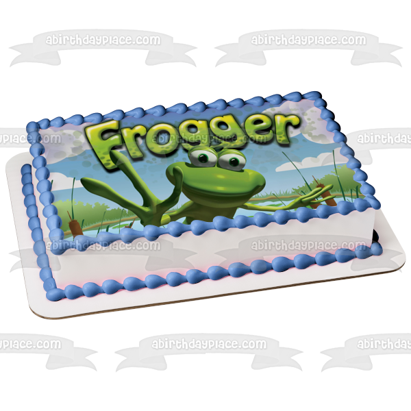 Imagen comestible para tarta con diseño de árboles y nubes de videojuegos de Frogger ABPID00904 