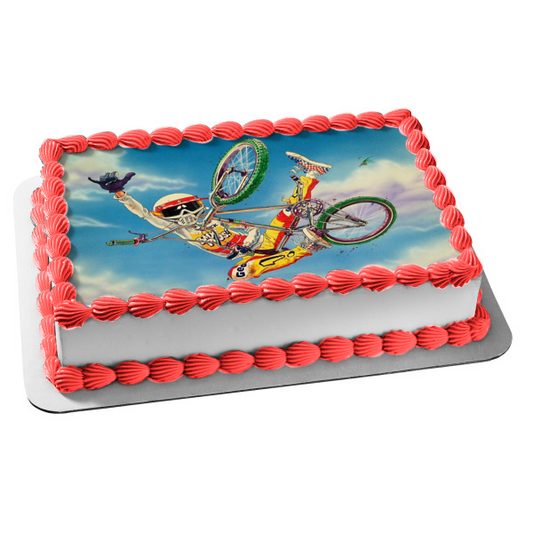 BMX Bike Rider Doing a Trick Edible Cake Topper Image ABPID00925