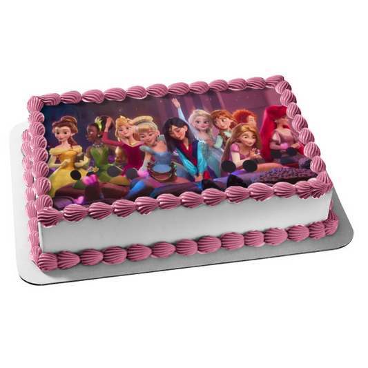 Wreck-It Ralph Princesses Belle Tiana Mulan Elsa and Anna Edible Cake Topper Image ABPID00931