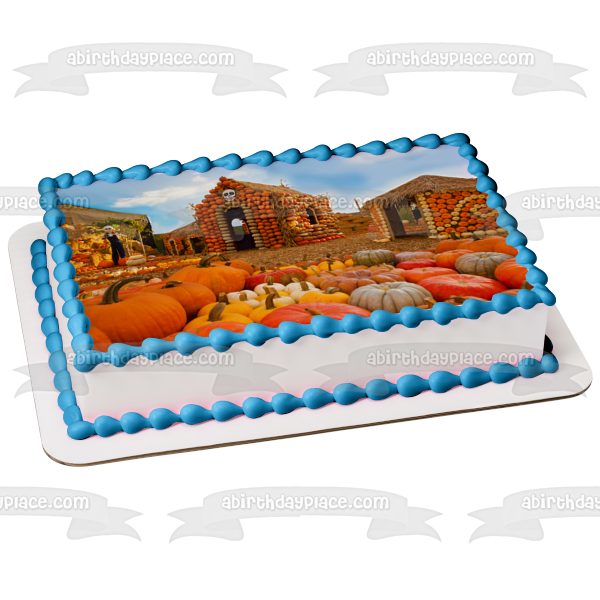 Imagen de decoración comestible para tarta de Happy Halloween Pumpkin Houses ABPID52692 