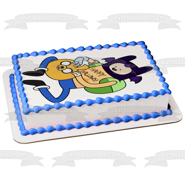 Hora de aventuras Feliz Halloween Finn Jake Truco o trato Adorno comestible para tarta Imagen ABPID52693 