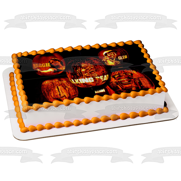 Figuras de calabaza de Happy Halloween de The Walking Dead de Maggie Glenn Hershel Beth y el gobernador Imagen comestible para decoración de tarta ABPID52698 