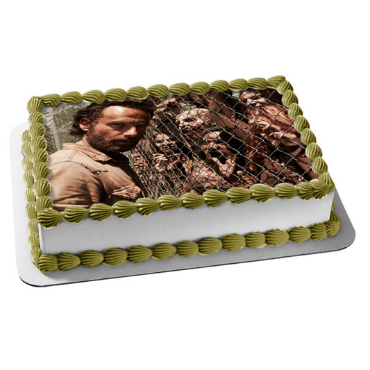 The Walking Dead Happy Halloween Rick Grimes Zombies Edible Cake Topper Image ABPID52701