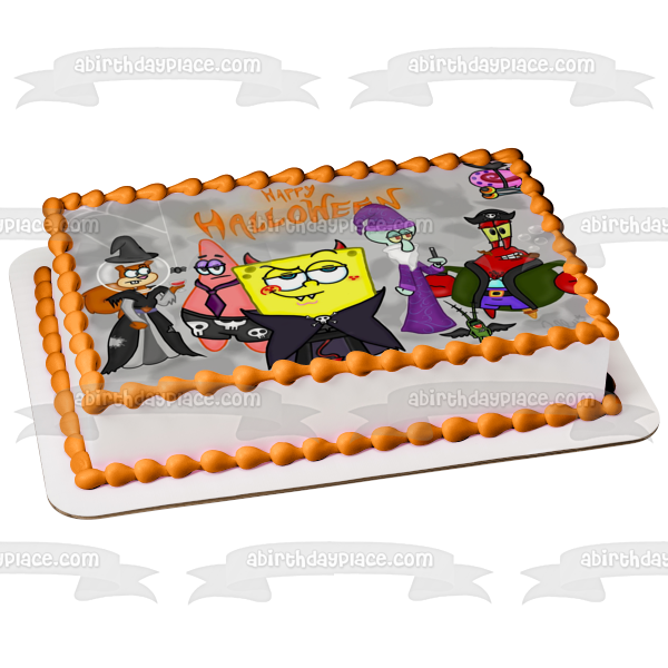 SpongeBob SquarePants Happy Halloween Patrick Sandy Mr. Krabs Gary Squidword Plankton Halloween Costumes Edible Cake Topper Image ABPID52706