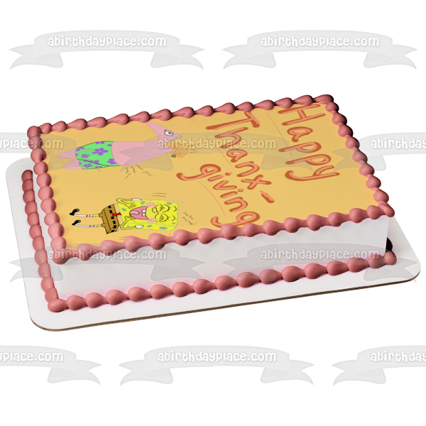 SpongeBob SquarePants Happy Thanx-Giving Patrick Eating Turkey Edible Cake Topper Image ABPID52727