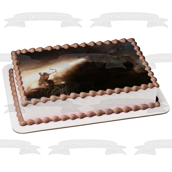 Skyrim Elder Scrolls Bethesda RPG Gaming Dragon Edible Cake Topper Imagen ABPID52664 