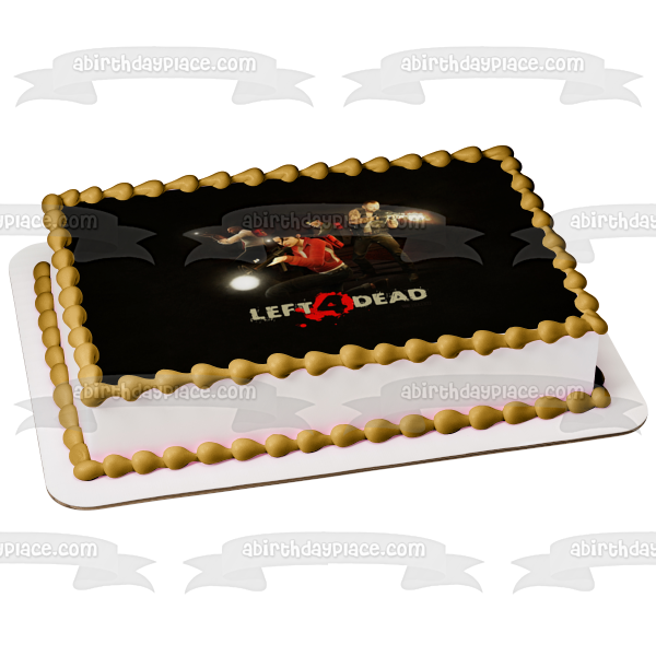 Left 4 Dead Zombie Multijugador Shooter Gaming Logo Bill Francis Louis Zoey Imagen comestible para decoración de tarta ABPID52746 